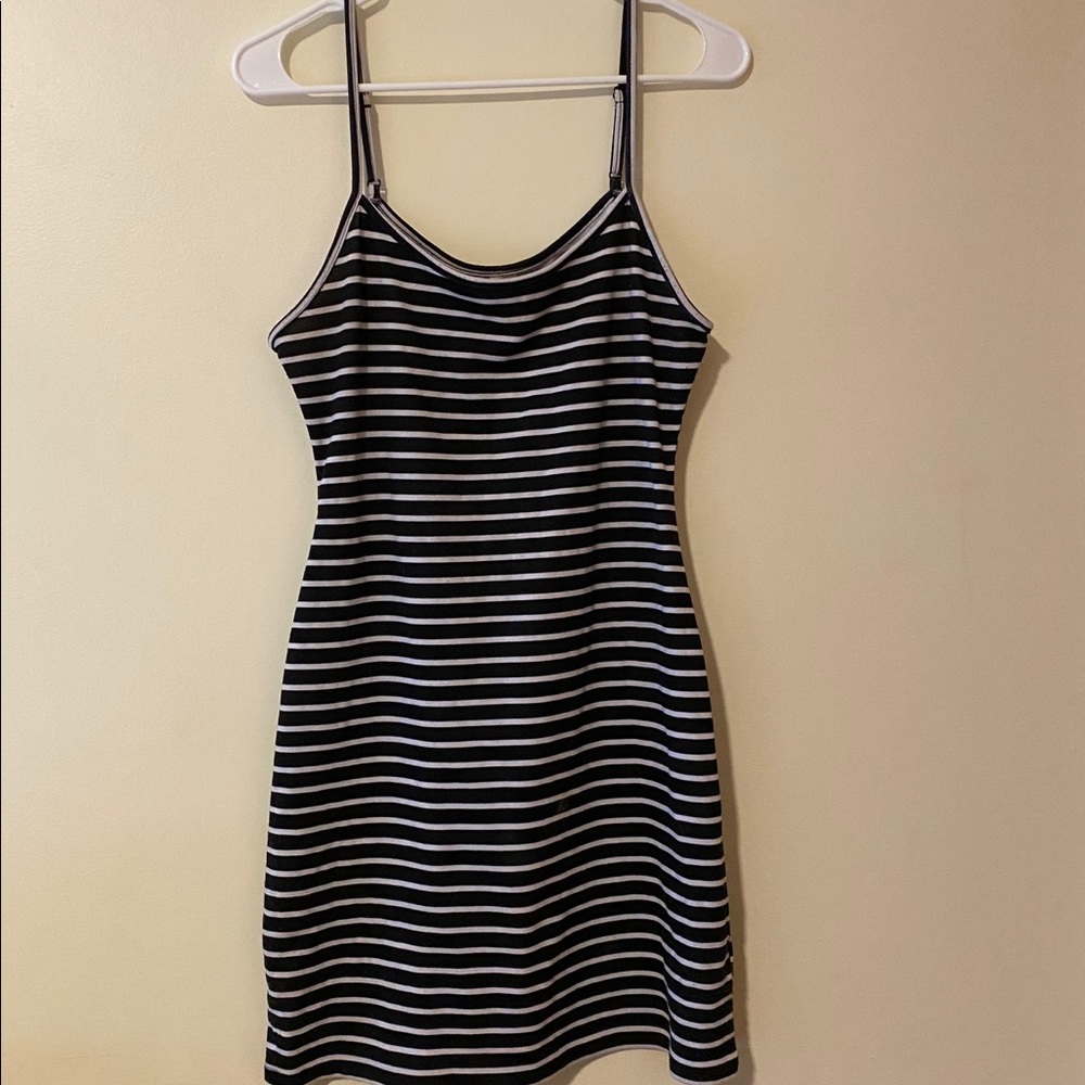 Black and white stripped mini dress